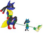  anthro arms_behind_back bdsm blush bondage bonwolf bound fur group interspecies looking_down lucario male mammal mega_evolution mega_lucario nintendo penis pok&eacute;mon reptile riolu scalie size_difference small_dom_big_sub smile snivy spikes spread_legs spreading video_games vines 