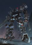  armored_core armored_core:_nexus cannon crest dual_face embers energy_sword fire genobee glowing glowing_eye gun holding holding_gun holding_weapon hukutuuprunes mecha mecha_focus night no_humans red_eyes rifle robot science_fiction shoulder_cannon smoke sword weapon 