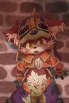  against_wall anthro blush cane_(character) canine clothing dagasi dog gloves headgear imminent_rape kemono looking_at_viewer male mammal open_mouth open_pants pants scared solo standing tears vest 