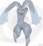  arms_above_head bedroom_eyes clitoris female lagomorph lopunny lyndoi227 mammal nintendo nude one_eye_closed plain_background pok&eacute;mon pussy rabbit solo video_games white_background wide_hips 