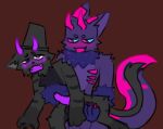  anal anal_penetration anthro anthro_on_anthro black_body black_fur black_stripes blush bodily_fluids buck_(kaiju_paradise) bucket bucket_hat bucket_on_head carneline_(kaiju_paradise) chest_tuft claws clothing container crystal crystal_horn duo erection felid feline fur genitals grey_body grey_fur hat headgear headwear intraspecies kaiju_paradise kpdegenerate male male/male mammal open_mouth penetration penis pink_blush pink_body pink_claws pink_eyes pink_fur pink_stripes pseudo_horn purple_blush purple_body purple_eyes purple_fur purple_mouth purple_penis red_background simple_background stripes sweat tuft 