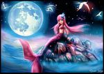  female fish full_moon marine mermaid moon mythology night outside sea star starry_sky water 