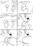  anthro blacl_and_white canine digital_drawing_(artwork) dog duo gay human humor koh male mammal oral stick_figure transformation tricked wolf 