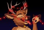  2014 all_the_way_through antlers bell cervine christmas christmas_lights collar deer eyes_closed facial_piercing happy holidays hooves horn male mammal nose_piercing open_mouth piercing solo tirrel tongue tongue_out 