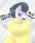  2014 anthro anthrofied big_breasts black_hair blush breasts crossgender dialogue english_text equine female friendship_is_magic fur grey_fur hair huge_breasts keyhole_turtleneck lamiaaaa looking_at_viewer mammal my_little_pony older pegasus purple_eyes rumble_(mlp) solo sweater text two_tone_hair wings 
