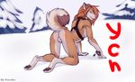  all_fours anthro canine digitigrade dog female gorsh_dolderan green_eyes harness husky mammal nude outside pawpads paws pussy sketch sled_dog snow solo ych 