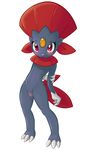  atherol black_fur blush eyelashes female fur hair looking_at_viewer nintendo pok&eacute;mon pussy red_eyes red_hair solo standing video_games weavile 