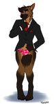  2014 ambiguous_gender anthro blush canine clothing dog flynx-flink fur german_shepherd looking_at_viewer mammal plain_background shy smile solo suit underwear 