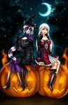  2014 anthro cat ceri dress duo eliana-asato feline female fire forest fur glowing grey_fur hair halloween high_heels holidays human jwp magic_user mammal moon night outside pirate pumpkin purple_eyes purple_fur sitting sky smile star starry_sky tree white_hair witch yana yellow_eyes 