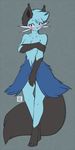  blue_fur blush breasts candykittycat covering dewott embarrassed female fur grey_eyes nintendo pok&eacute;mon solo video_games 