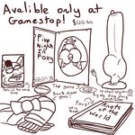  anthro big_butt book butt canine crisis-omega dildo english_text eye_patch eyewear five_nights_at_freddy&#039;s fox foxy_(fnaf) gamestop gay huge_butt male mammal monochrome sex_toy text video_games 