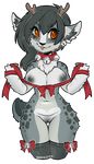  anthro bell breasts collar female horn pussy ribbons smile solo xenthyl 