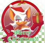  2014 anthro bat breasts christmas clothed clothing elbow_gloves english_text female gift gloves hat holidays looking_at_viewer mammal nancher pom_hat rouge_the_bat santa_hat sega solo sonic_(series) text wings 