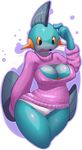  2014 anthro anthrofied big_breasts blush bottomless breasts cleavage clothed clothing elpatrixf female half-dressed keyhole_turtleneck marshtomp nintendo open_mouth panties pok&eacute;mon pok&eacute;morph solo standing sweater underwear video_games wide_hips 