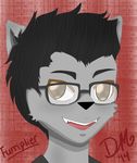  anthro black_hair brown_eyes canine discordmelody dog eyewear fan_character fur furriplier glasses grey_fur hair male mammal markiplier smile solo teeth 