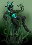  &lt;3 2014 anthro anthrofied black_body breasts changeling fangs female forked_tongue friendship_is_magic green_eyes hair horn long_hair looking_at_viewer my_little_pony nipples nude penetration pussy queen_chrysalis_(mlp) restrained saliva solo tentacles thahashbaron tongue vaginal vaginal_penetration 
