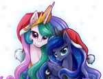  2014 alpha_channel christmas cute duo equine female feral friendship_is_magic holidays horn looking_at_viewer mammal my_little_pony pauuhanthothecat princess_celestia_(mlp) princess_luna_(mlp) winged_unicorn wings 
