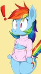  ! 2014 bipedal clothing cutie_mark equine female feral friendship_is_magic graphene hair horse mammal multicolored_hair my_little_pony pegasus plain_background purple_yoshi_draws rainbow_dash_(mlp) rainbow_hair solo sweater wings 