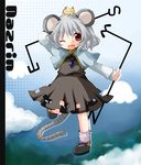  animal_ears cloud futami_yayoi grey_hair mouse_ears mouse_tail nazrin red_eyes solo tail touhou 