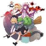  alice_margatroid blonde_hair book broom hairband hat kawashiro_nitori kirisame_marisa multiple_girls patchouli_knowledge shanghai_doll subterranean_animism totteri touhou 