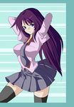  bad_id bad_pixiv_id bakemonogatari blue_eyes highres kaneshiro9 long_hair monogatari_(series) necktie purple_hair school_uniform senjougahara_hitagi skirt solo thighhighs zettai_ryouiki 