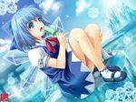  1girl cirno food ice mary_janes popsicle rakujin shoes solo touhou 