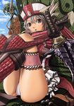  :o against_wall armor ass bangs belt blue_eyes blush boots cloud day dual_wielding embarrassed gloves hat holding knee_boots legs_up looking_at_viewer md5_mismatch monster_hunter monster_hunter_frontier outdoors panties pantyshot pantyshot_(sitting) pleated_skirt pouch red_legwear rioduo_(armor) rock scales short_hair silver_hair sitting skirt sky solo surprised sword thigh_strap underwear upskirt v-mag weapon white_panties 