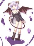  bad_id bad_pixiv_id bare_shoulders bat_wings boots demon_girl horns jewelry necklace original silver_hair solo tail wings yuyuzuki_(yume_usagi) 