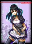  apron black_hair gun maid minka_lee_(niconico) niconico saitou_masatsugu solo thighhighs twintails weapon 