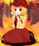  aki_minoriko autumn bad_id bad_pixiv_id blonde_hair hat highres leaf potato purin_jiisan short_hair sitting solo steam touhou 