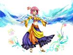  bad_id bad_pixiv_id blue_eyes bracelet detached_sleeves dragon_quest dragon_quest_ix dress feathers flower headband heroine_(dq9) jewelry midriff necklace open_mouth pink_hair ri_yu ring sandals short_hair wallpaper 