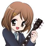  bad_id bad_pixiv_id brown_eyes brown_hair guitar hirasawa_yui instrument k-on! no_nose school_uniform short_hair solo yoshii_yumi 