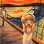  1girl blonde_hair boat fine_art_parody headband higurashi_no_naku_koro_ni houjou_satoko lowres maebara_keiichi o_o orange541 parody tatarigoroshi-hen the_scream watercraft 