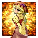  aki_minoriko bangs leaf looking_at_viewer solo touhou umigarasu_(kitsune1963) 