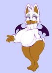  bat big_breasts bottomless breasts clothed clothing edit effective_ecchi_enhancement female half-dressed mammal mangneto purple_eyes rouge_the_bat sega solo sonic_(series) sweater thick_thighs wings 