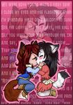  anthro canine chibi cinnamama duo english_text female firefly8083 fox kissing lesbian mammal rakai text wolf 