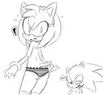  2014 amy_rose anthro blush breasts butt clothed clothing duo english_text female half-dressed hearlesssoul hedgehog looking_back male mammal nipples one_eye_closed open_mouth panties sega sonic_(series) sonic_the_hedgehog text topless underwear 