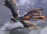  ambiguous_gender anthro avian bird chase_stone clothing flying jeskai low-angle_shot magic_the_gathering official_art polearm solo talons winged_arms wings 