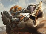  ambiguous_gender equine feral foreshortening goblin hat horse looking_back magic_the_gathering mammal mardu official_art rear_view riding shiny smirk solo speed willian_murai 