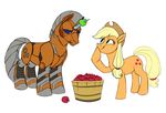  2014 apple applejack_(mlp) blue_eyes captainsangre_(artist) duo earth_pony equine female feral friendship_is_magic fruit green_eyes hat horn horse machine male mammal mechanical my_little_pony pony robot thaine unicorn 