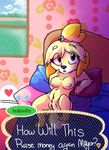  animal_crossing breasts canine dog english_text female isabelle_(animal_crossing) mammal nintendo nipples nude plump_labia pussy razinoats solo text video_games 
