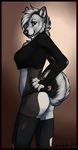  alex_krilova anthro black_fur blue_eyes canine dog ekbellatrix female foxjump fur husky looking_at_viewer mammal pinup pose solo white_fur 