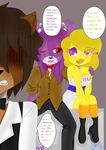  angry animatronic anthro avian beak bear bird bonnie_(fnaf) bow_tie brown_shirt chica_(fnaf) chicken color comic discordmelody dress female five_nights_at_freddy&#039;s freckles freddy_(fnaf) fur group lagomorph machine male mammal mechanical rabbit robot smile stage white_shirt 