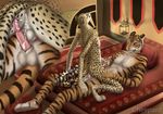  after_sex anal animal_genitalia anthro balls barbs bed blue_eyes candle cheepard cheetah cowgirl_position cum cum_in_ass cum_inside cum_on_hand duo feline feline_penis gay male mammal on_top penis sex straddling tiger wooshell 