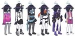  bikini black_hair blue_eyes bow cat cloak clothed clothing collar cub dress feline female fur gym_clothes hair hat juno katana legwear long_hair mammal nanodarkk necktie raven_(teen_titans) scarf school_uniform shirt sneakers stockings swimsuit sword teen_titans weapon white_fur young 