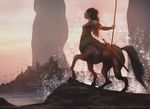  backlit centaur equine female flags human james_zapata landscape magic_the_gathering mammal official_art profile sea solo standing step_pose sword taur water wave weapon 