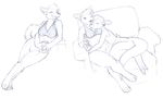  2012 a&amp;h_club adrian_gray anthro bottomless breasts canine claws clothed clothing eyes_closed female hair half-dressed hildegard kangaroo lesbian mammal marsupial rick_griffin sketch wolf 