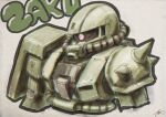  cable character_name commentary_request gundam highres mecha mecha_focus mobile_suit mobile_suit_gundam nanase_ryo one-eyed_mecha portrait robot science_fiction shield shoulder_spikes signature spikes upper_body zaku_ii zeon 
