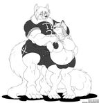  2014 anthro anuv areola balls big_balls big_breasts big_nipples breasts canine cleo clothed clothing deonwolf dickgirl fox hyper intersex male male_pregnancy male_to_dickgirl mammal muscles muscular_intersex nipples pregnant smile weight_gain wolf yutrah 