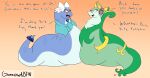 absurd_res angry apode belly_press claire_(gamesptop) clover_(garuda_six) dragonair empty_eyes english_text eyelashes eyewear female forked_tongue gamesptop gem generation_1_pokemon generation_5_pokemon glasses hi_res legless markings nintendo obese obese_female overweight overweight_female pokemon pokemon_(species) red_eyes serpentine serperior shawl simple_background text tongue tongue_out wings yellow_ears yellow_markings 